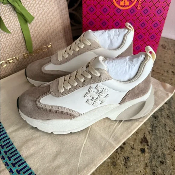 Tory Burch T Monogram Good Luck Trainer Lightweight Fashion Sneaker - Picture 3 of 10